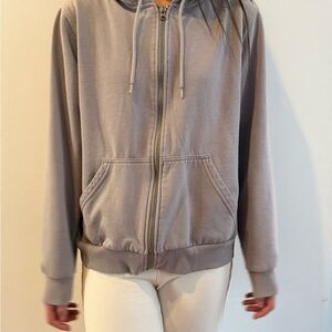 H&M Tan Oversized Hoodie with Boxy Fit and Relaxed Sleeves